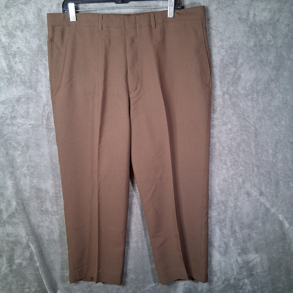 NWT Haggar Dress Pants Mens Size 38x29 Brown Classic American Fit Wrinkle Free